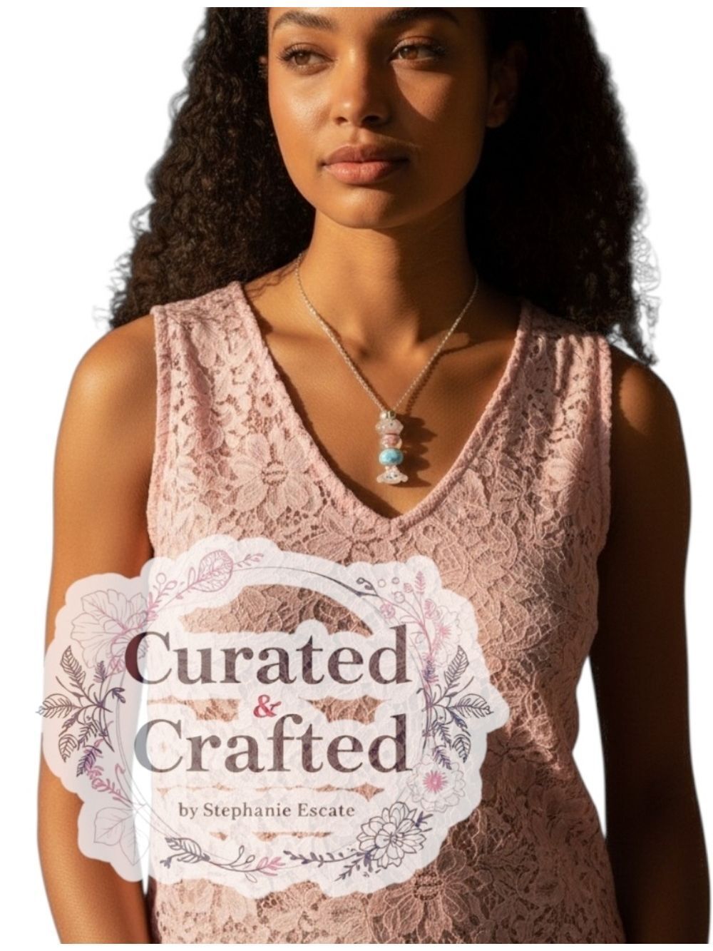 Hand Crafted • Cinnamoroll Pastel Bead Charm Necklace with Blue & Pink Stack